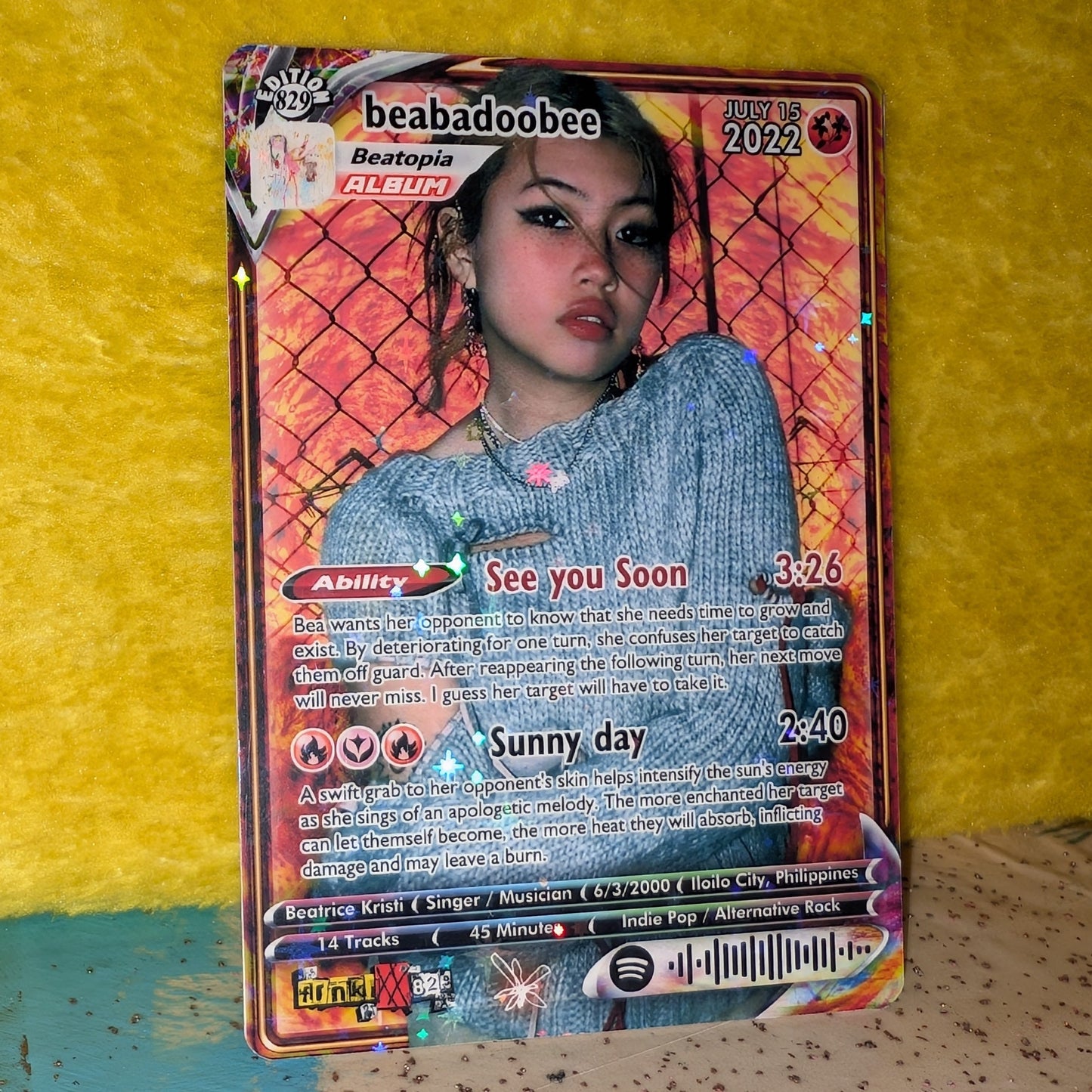beabadoobee Holographic Trading Card Set
