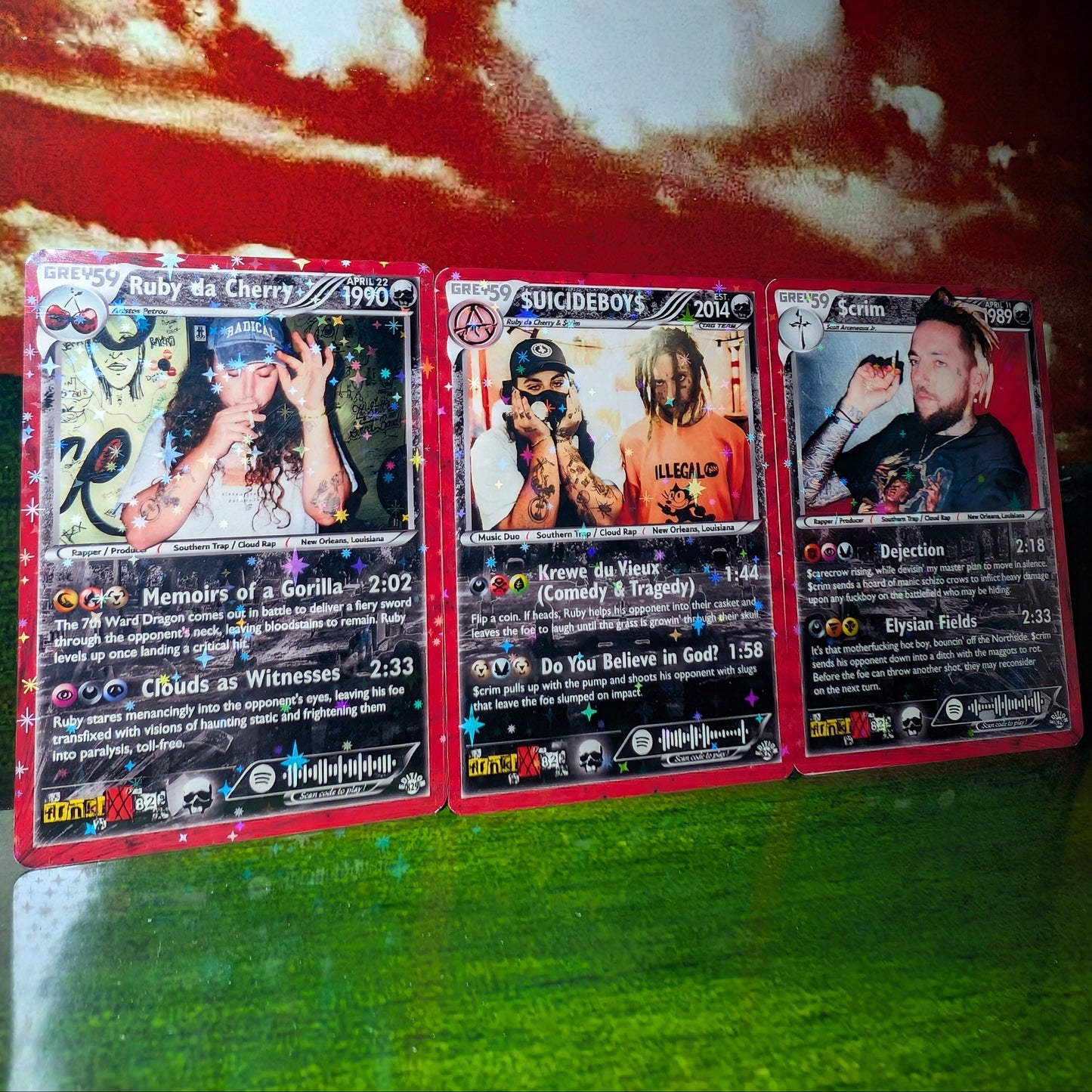 SUICIDEBOYS / Scrim / Ruby / G59 Holographic Trading Card Sets