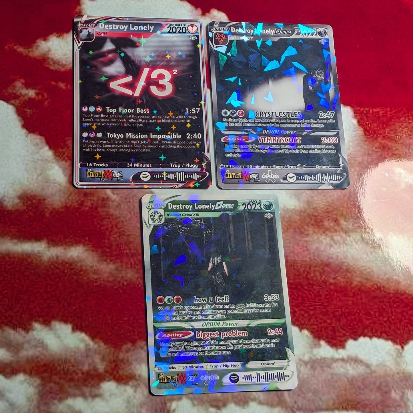 Opium / Playboi Carti / Ken Carson / Destroy Lonely / Homixide Gang Holographic Trading Card Sets