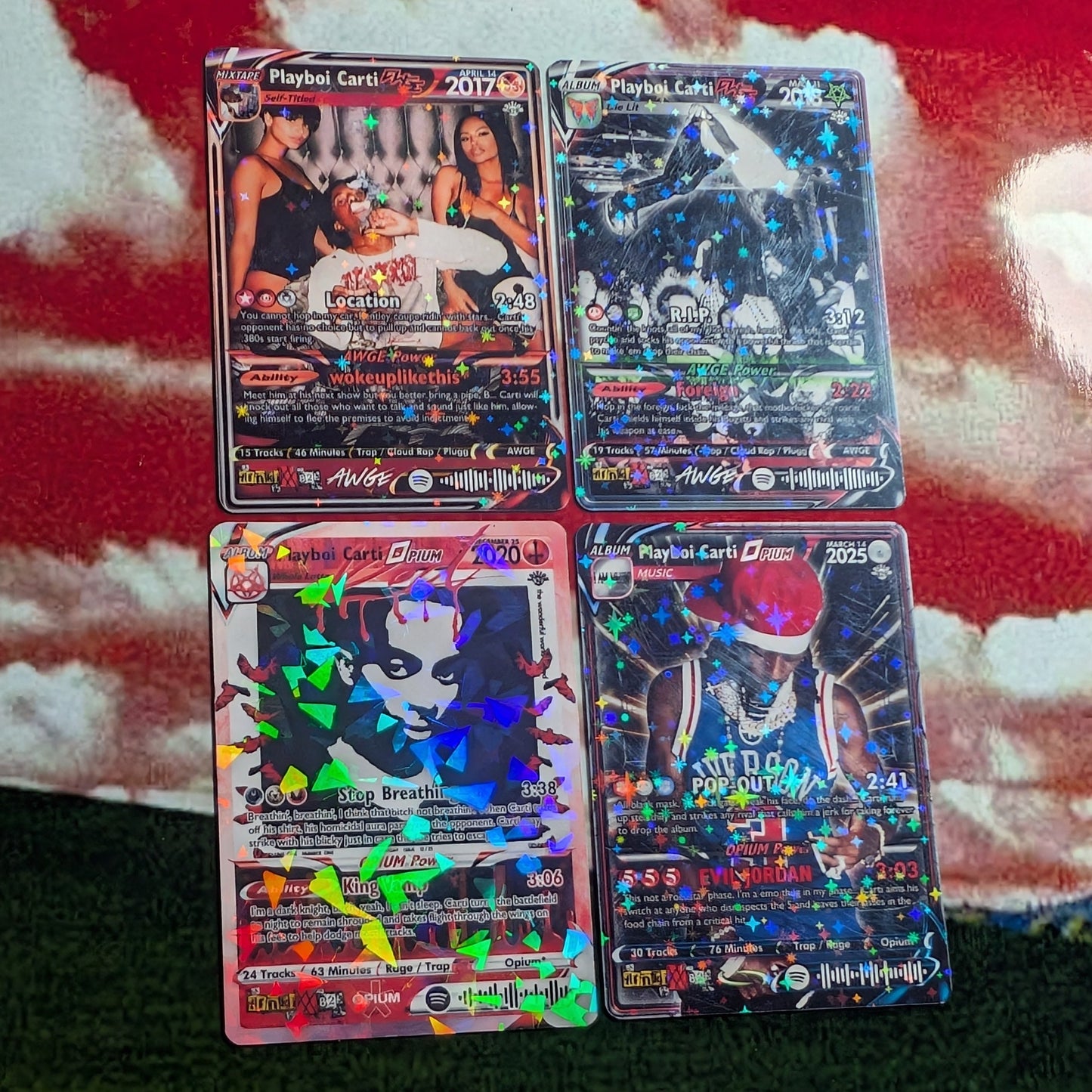 Opium / Playboi Carti / Ken Carson / Destroy Lonely / Homixide Gang Holographic Trading Card Sets