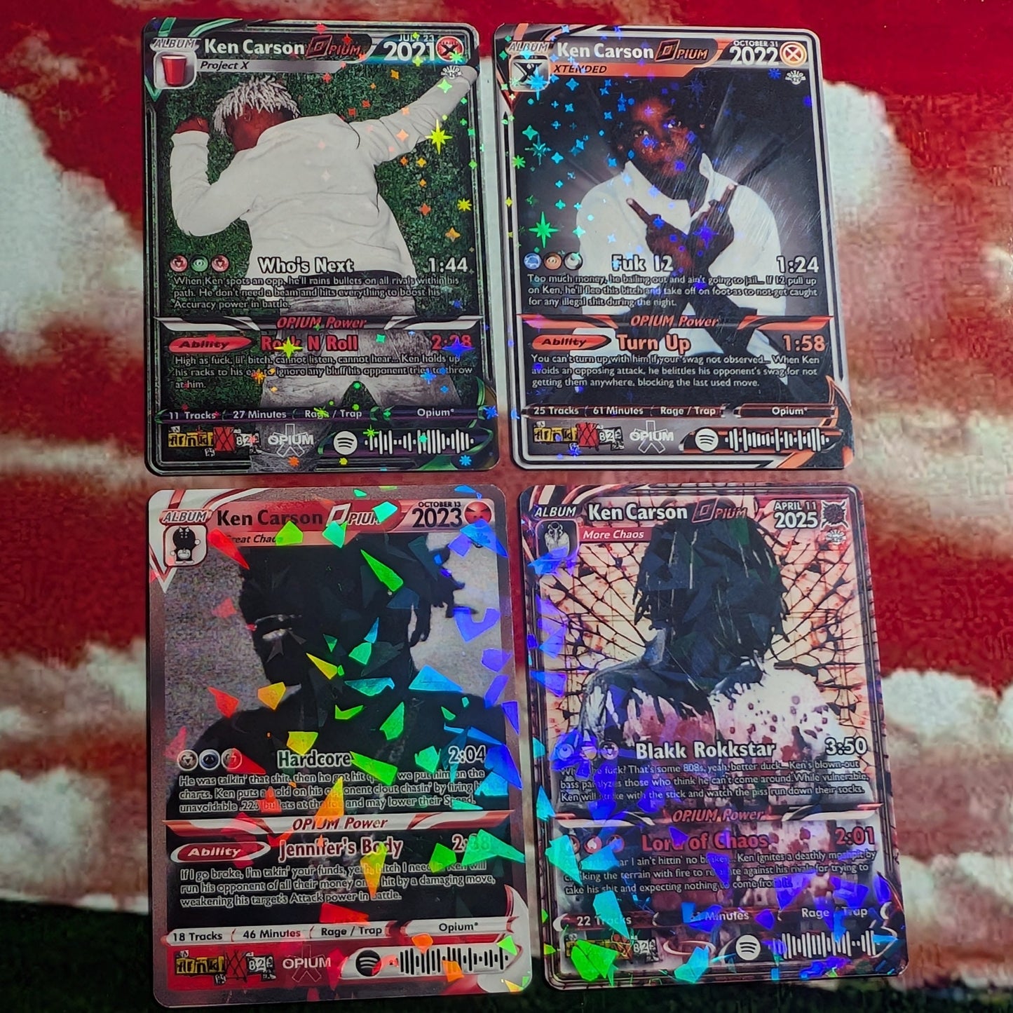 Opium / Playboi Carti / Ken Carson / Destroy Lonely / Homixide Gang Holographic Trading Card Sets