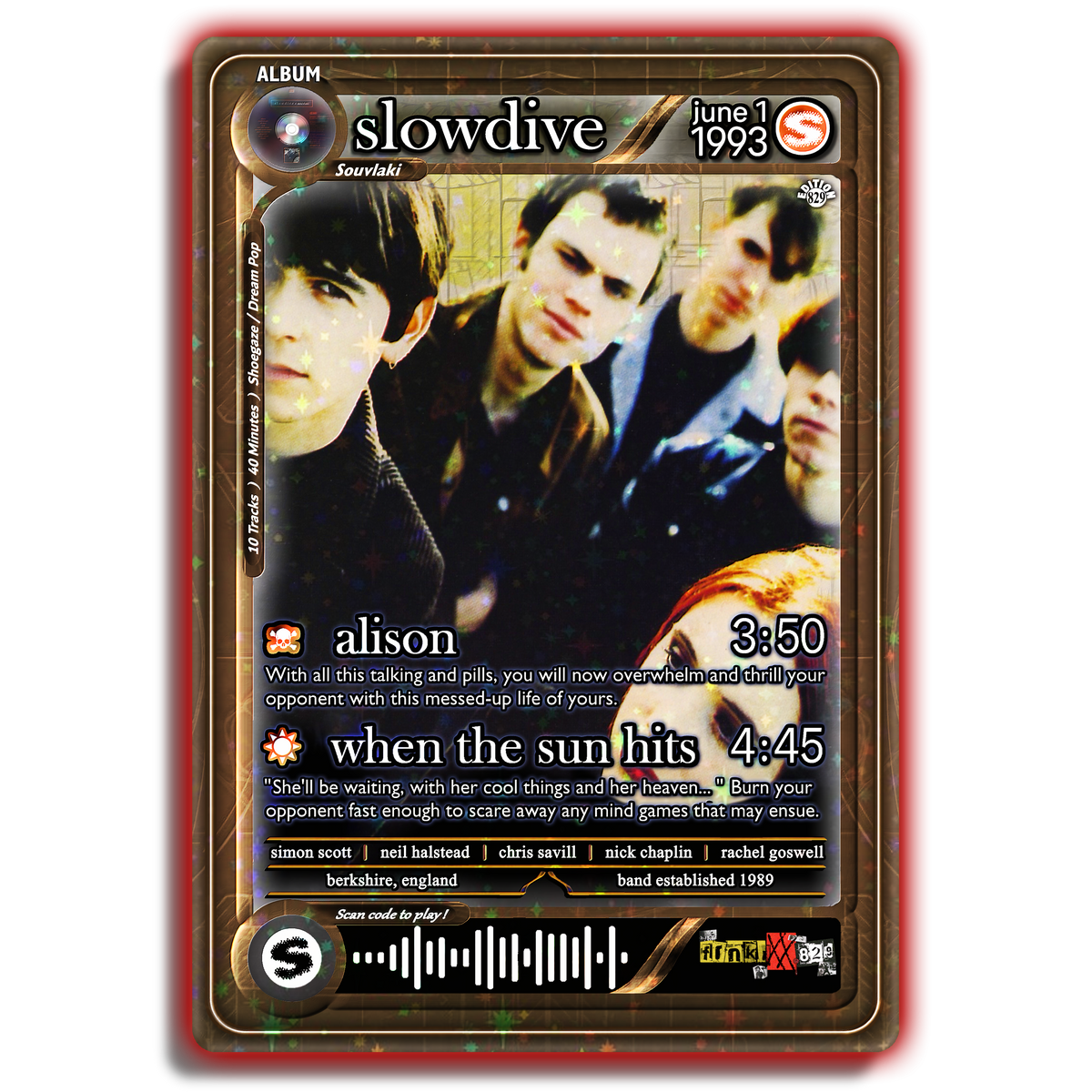 Slowdive Holographic Trading Card