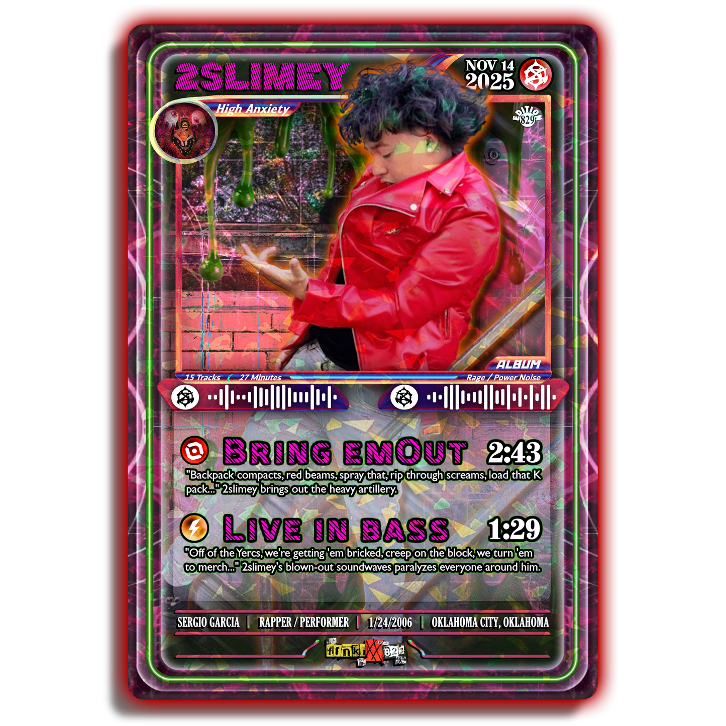 2slimey Holographic Trading Card