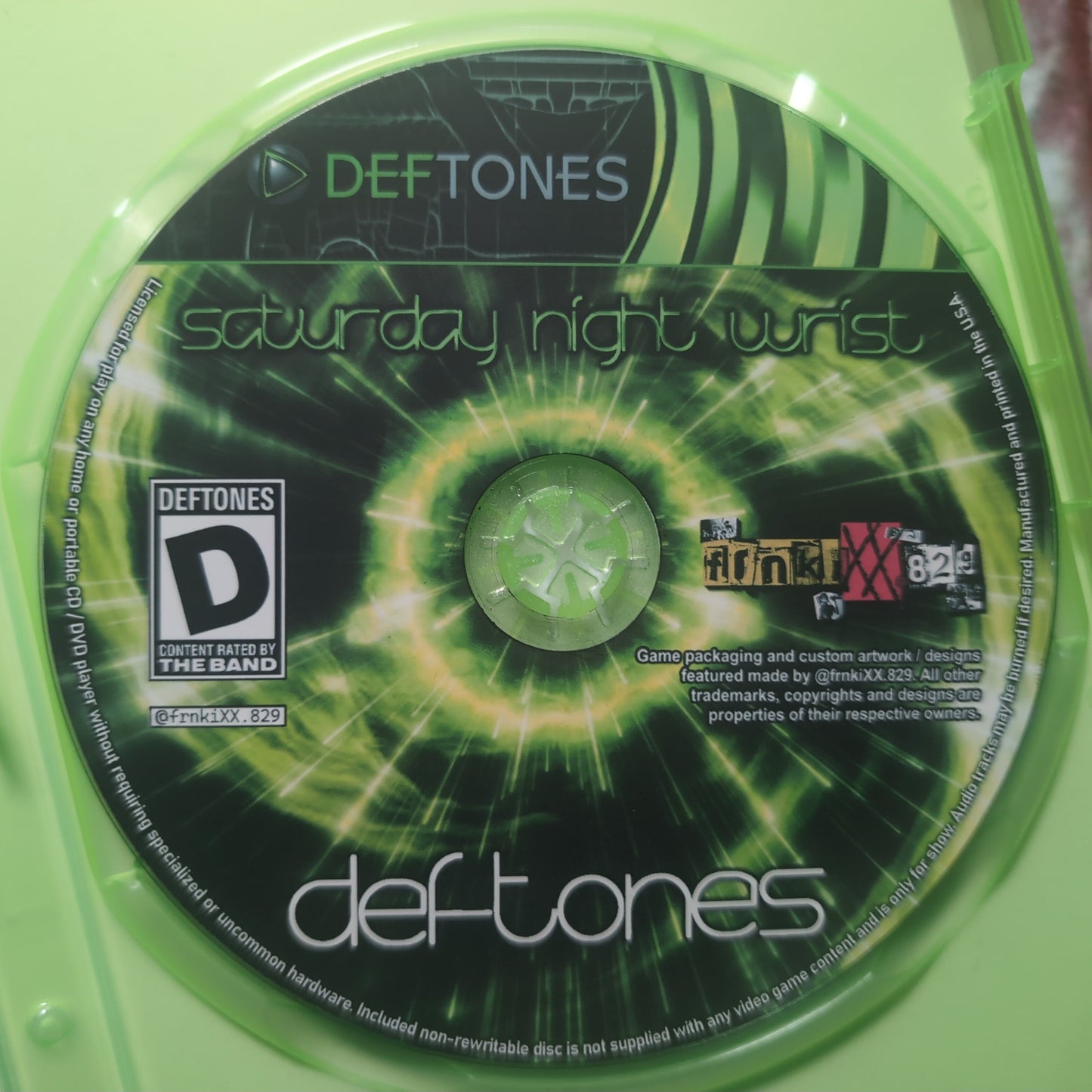 Deftones - "Saturday Night Wrist" Game Case
