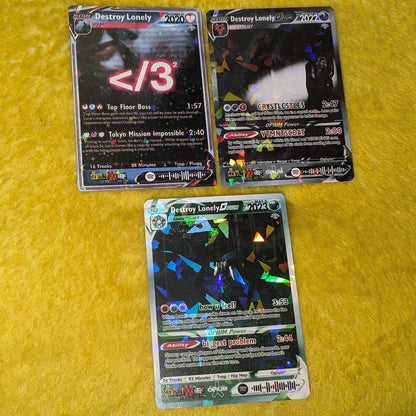 Destroy Lonely Holographic Trading Card Set