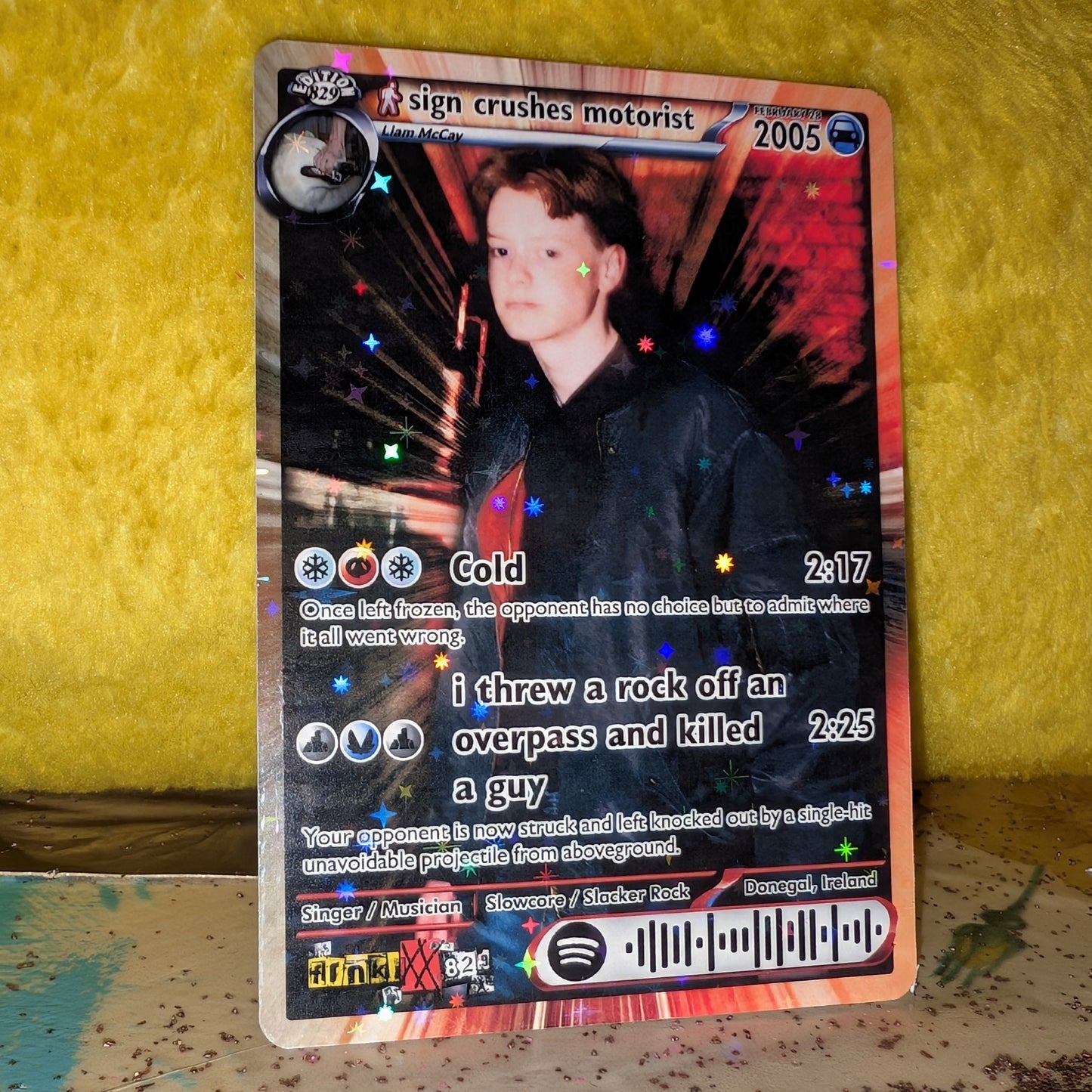 sign crushes motorist Holographic Trading Card