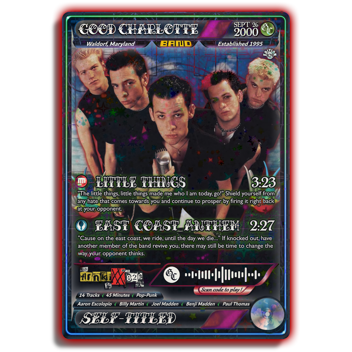 Good Charlotte Holographic Trading Card