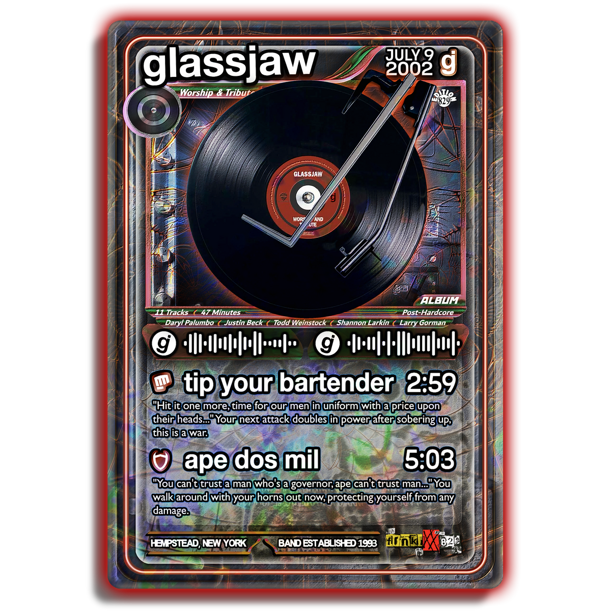 Glassjaw Holographic Trading Card Set