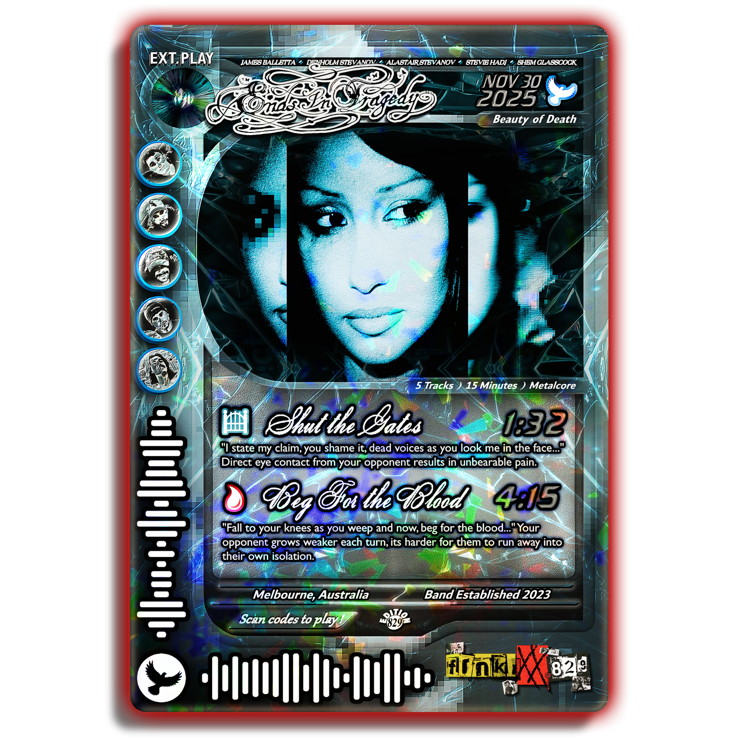 Ends In Tragedy Holographic Trading Card