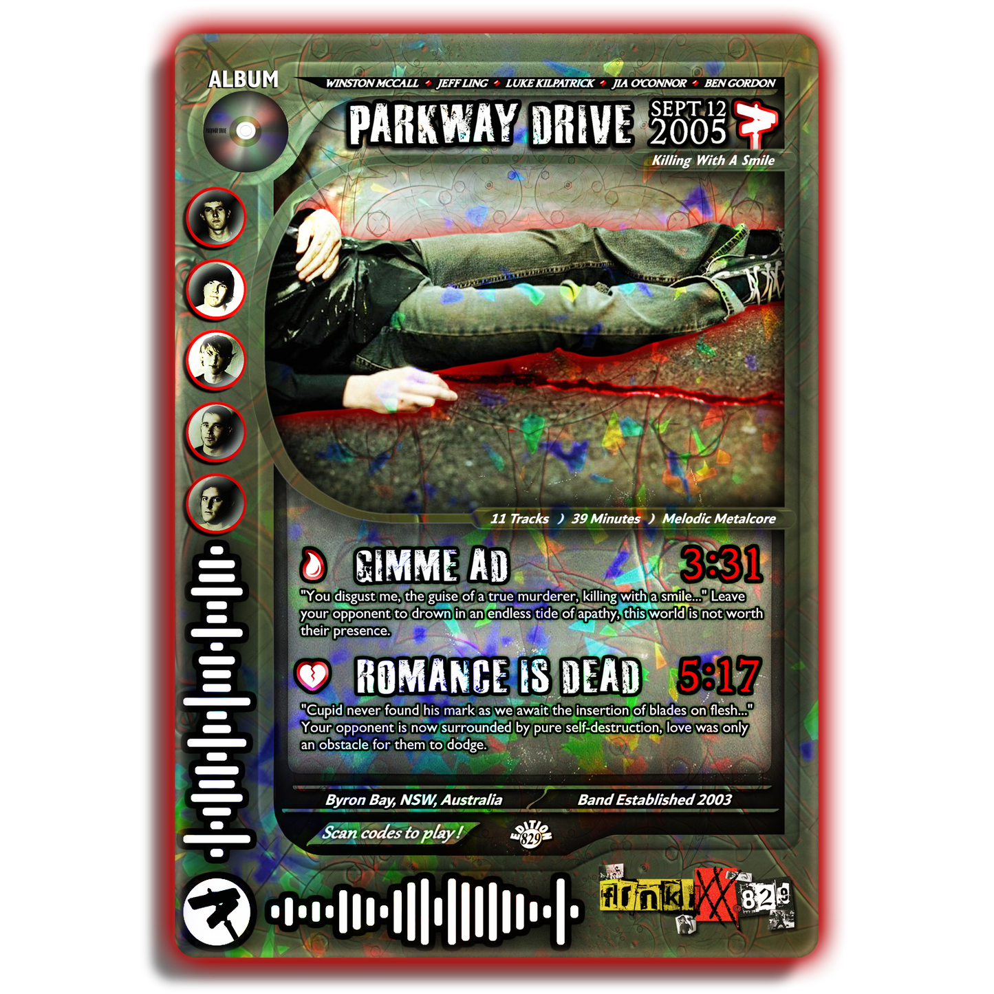 Parkway Drive Holographic Trading Card