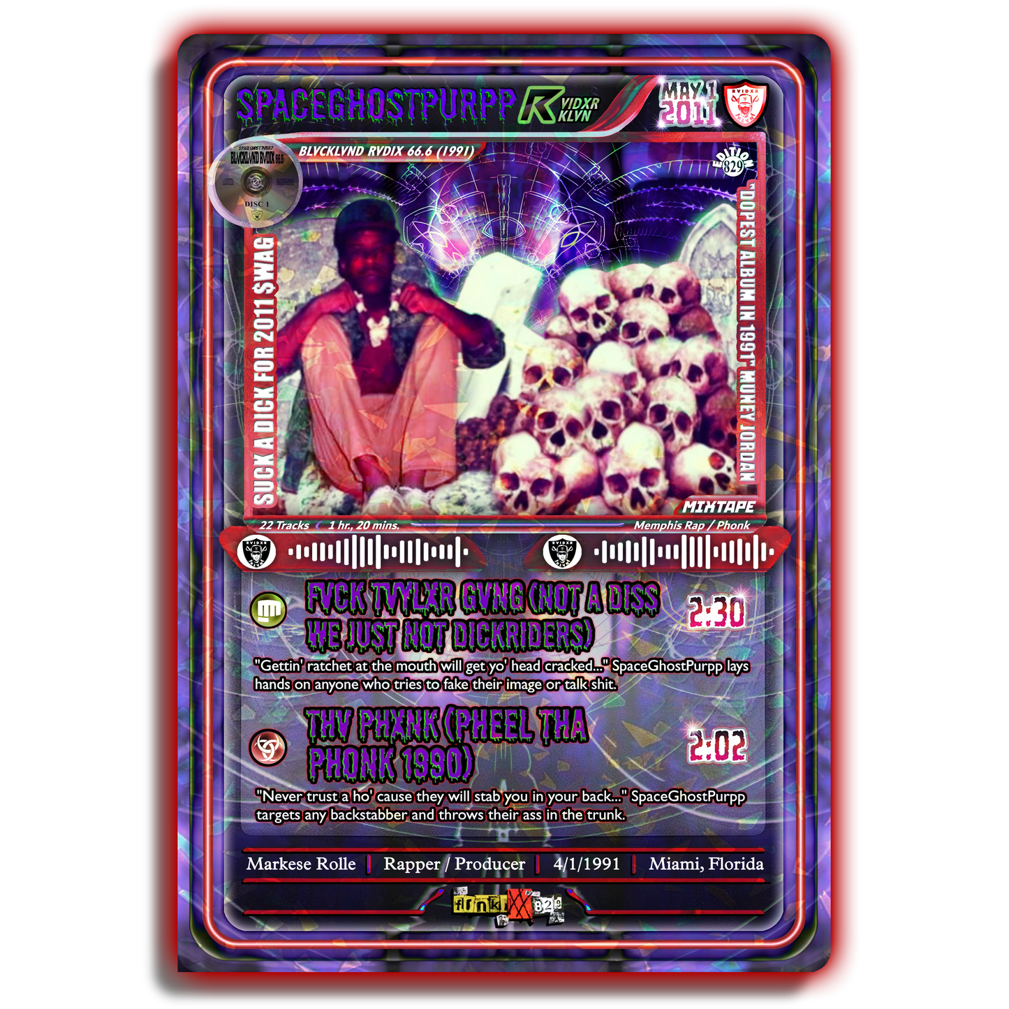 SpaceGhostPurpp Holographic Trading Card