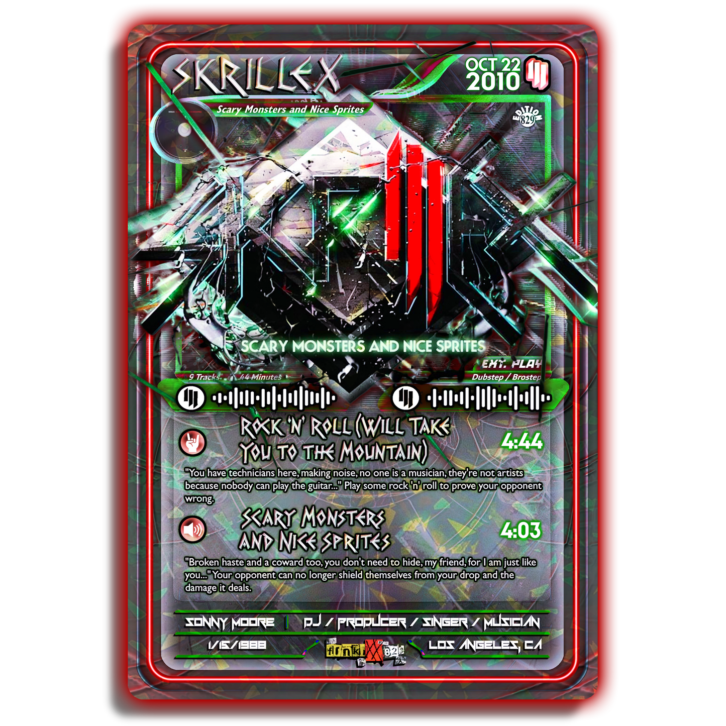 SCRILLA SCRATCH ✴︎Mega Rare✴︎極上 Promo Only Skrillex Holographic Trading Card – frnkiXX.829