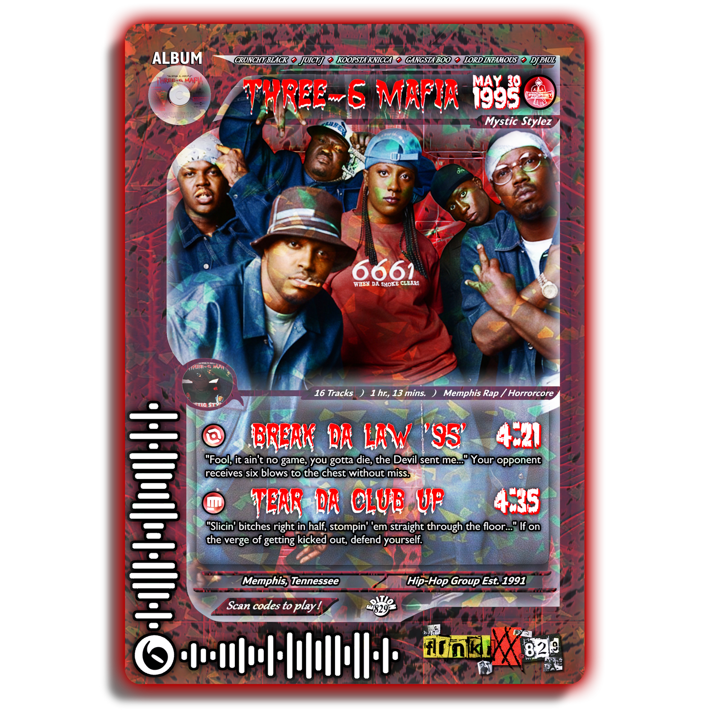 Three 6 Mafia Holographic Trading Card