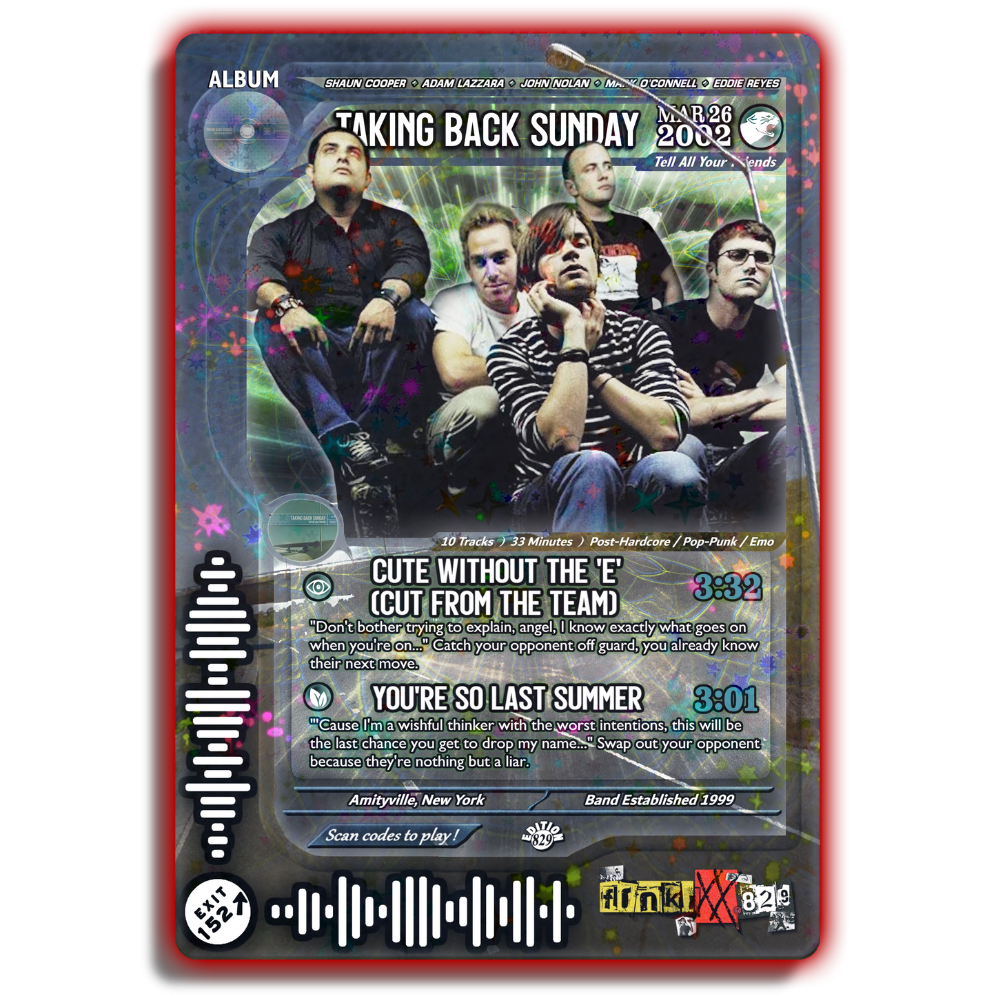Taking Back Sunday Holographic Trading Card