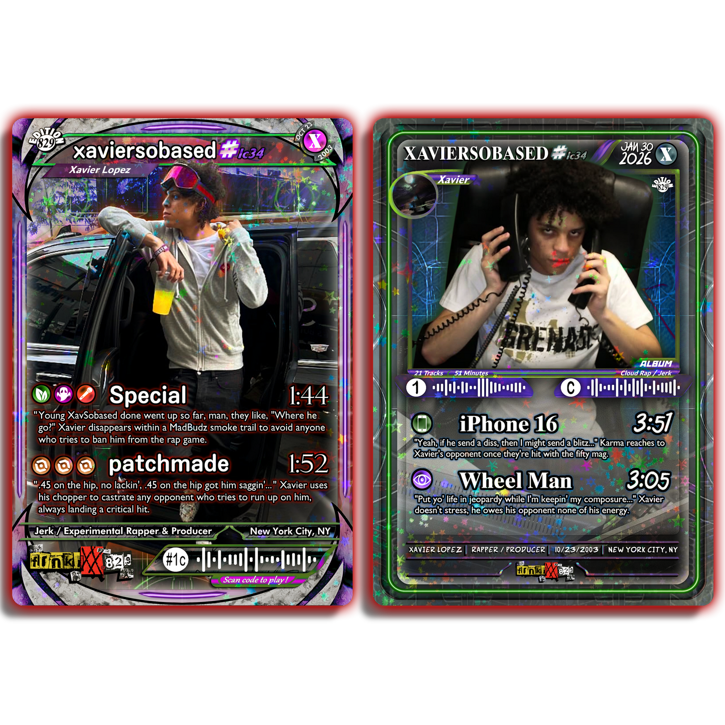 xaviersobased Holographic Trading Card Set